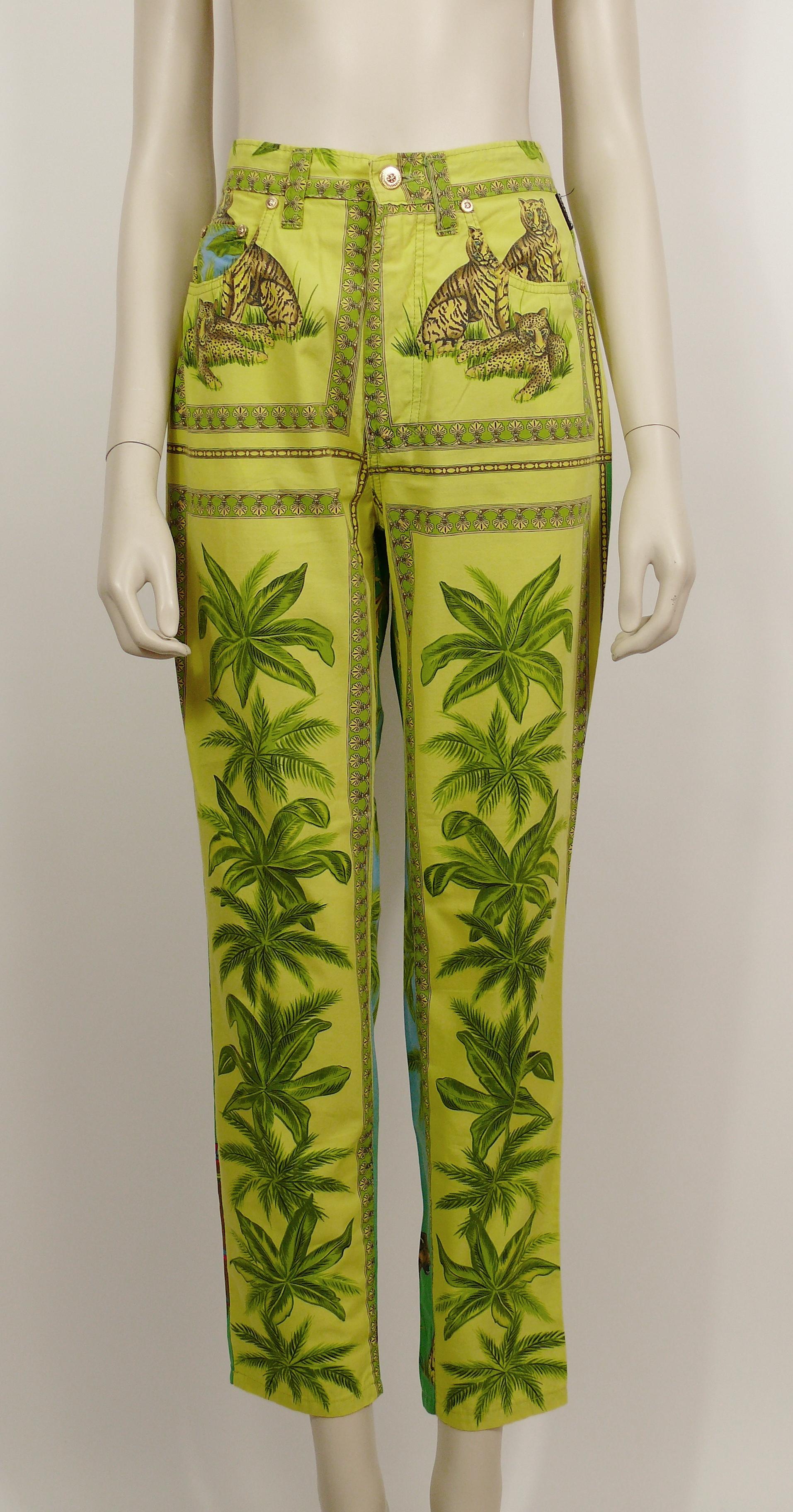 Versace Jeans Couture Vintage 1990s Tarzan Jungle Print Pants In Fair Condition In Nice, FR