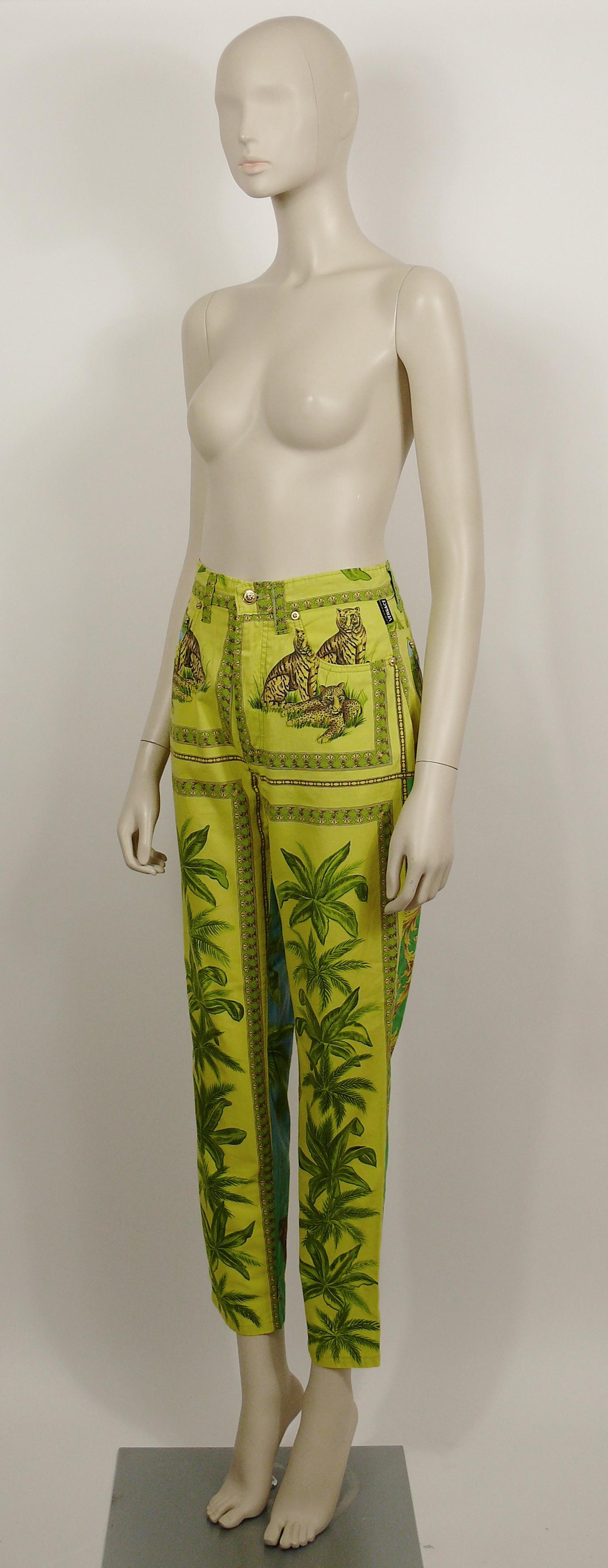 Women's Versace Jeans Couture Vintage 1990s Tarzan Jungle Print Pants
