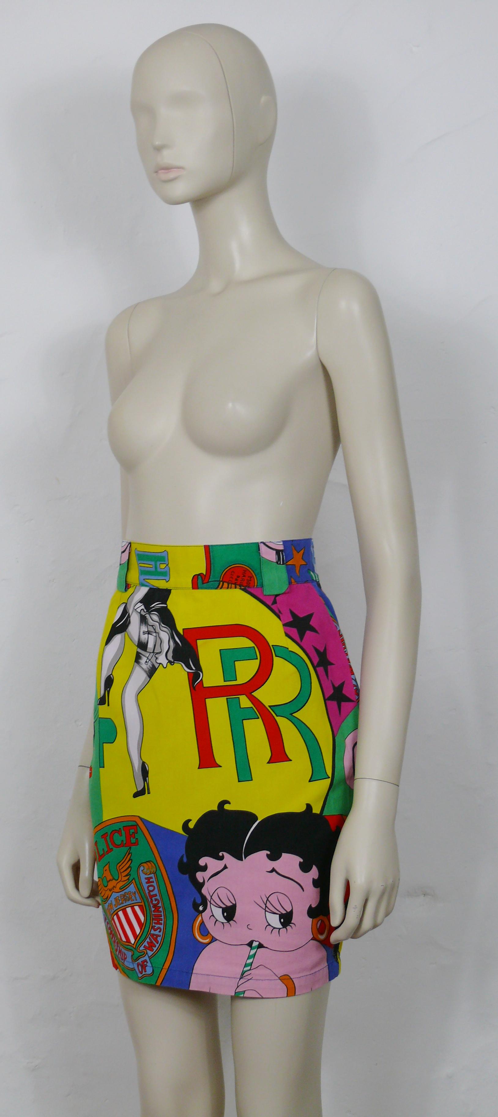 De las mujeres Versace Jeans Couture Vintage Betty Boop Logotipos Policía Falda Algodón en venta