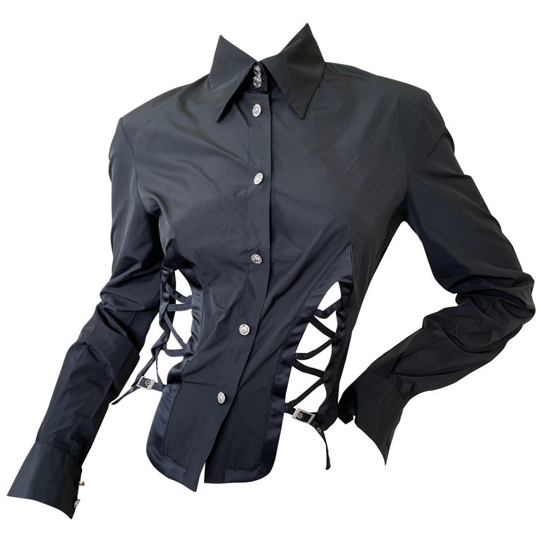 versace black blouse