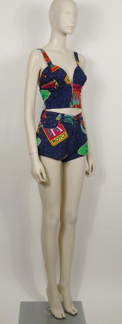 Versace Jeans Couture Vintage Car Brands Logos Shorts and Bra Ensemble