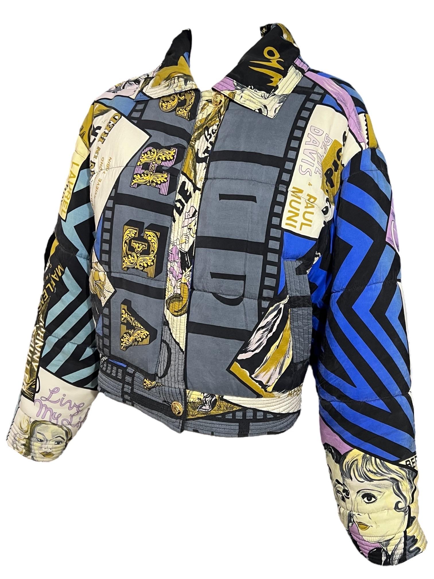 Versace Jeans Couture Chaqueta Póster Cine Vintage Negro en venta
