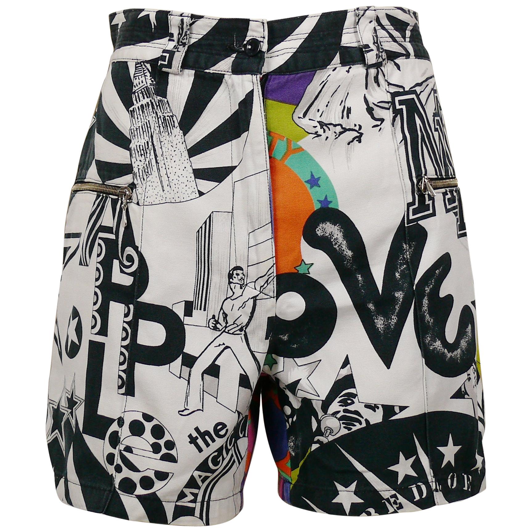 Versace Jeans Couture Vintage Manhattan New York City Graffiti Prints Shorts