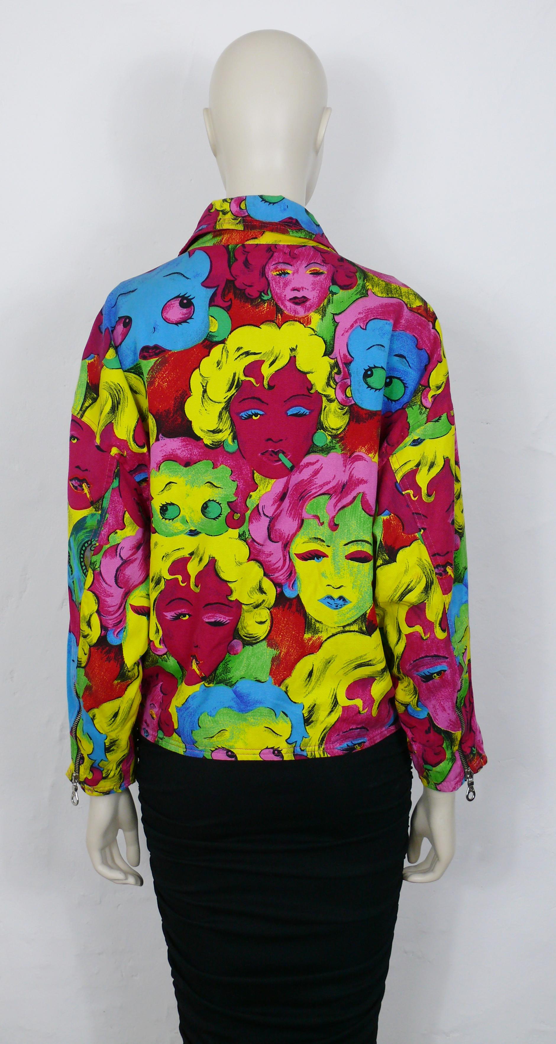 Versace Jeans Couture Vintage Marilyn Monroe Betty Boop Bomber Moto Jacket XL For Sale 2