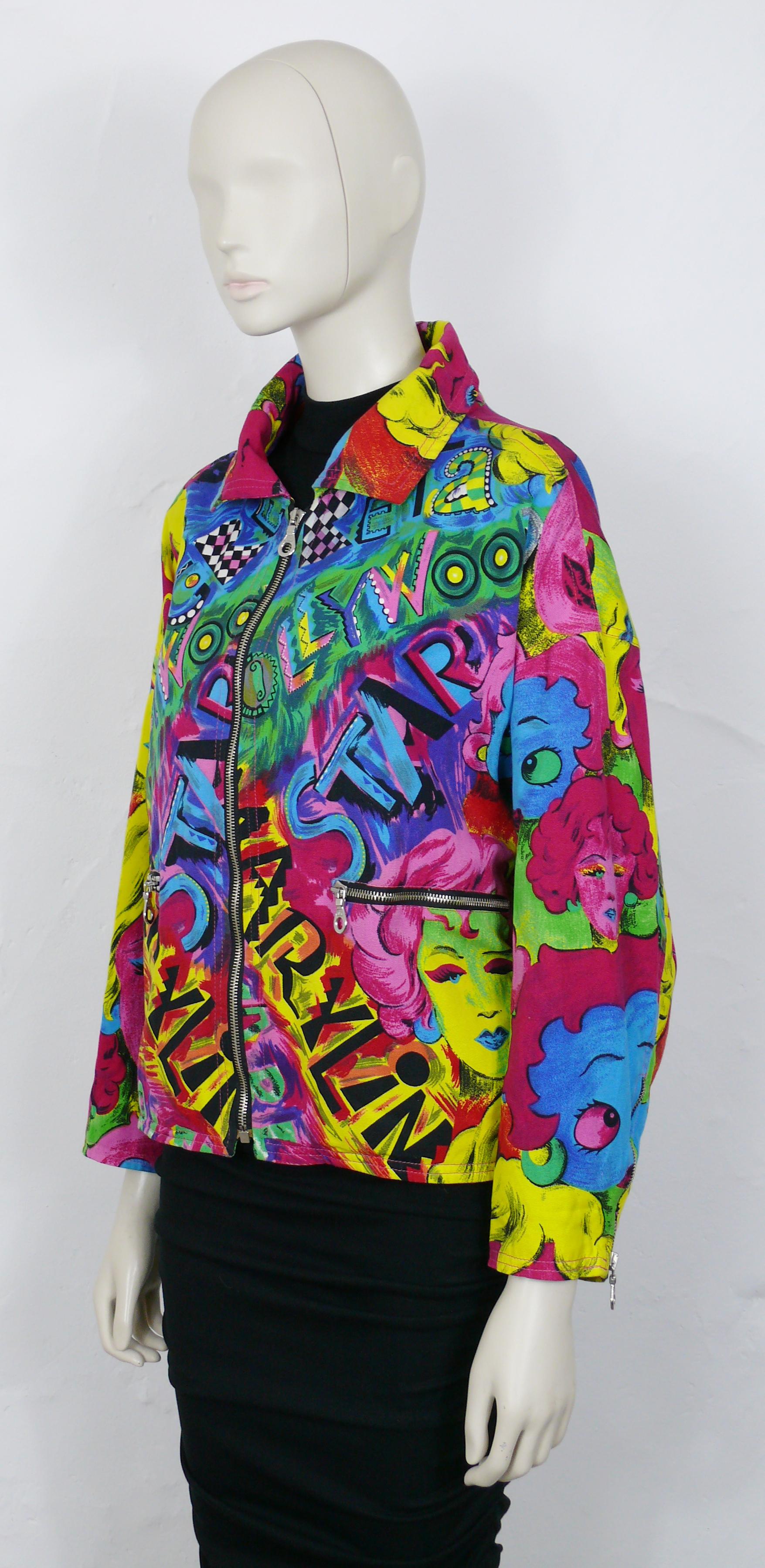 Versace Jeans Couture Vintage Marilyn Monroe Betty Boop Bomber Moto Jacket XL For Sale 1