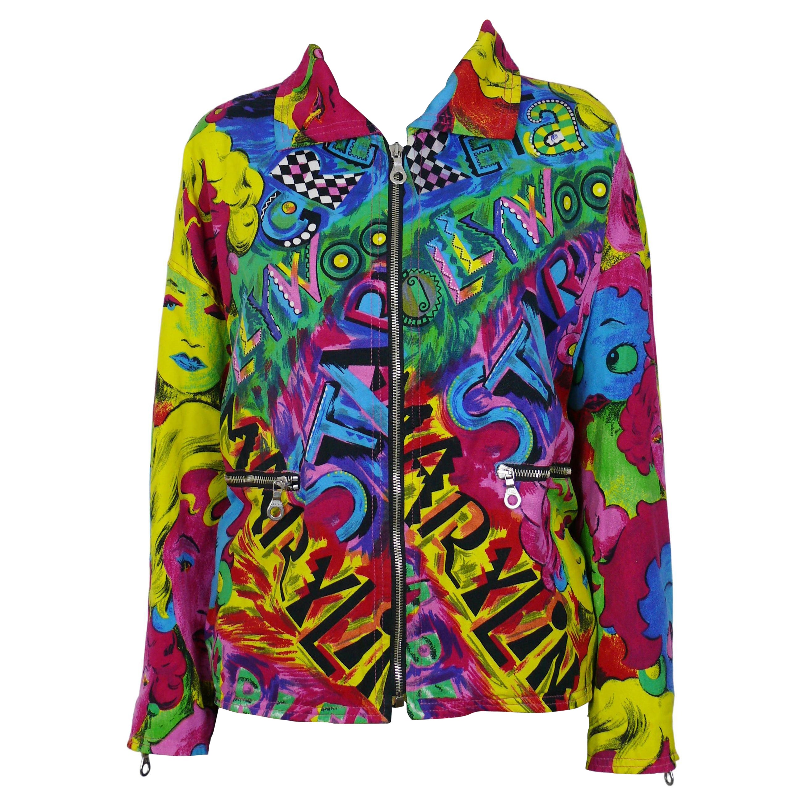 Bomber vintage Versace Jeans Couture Marilyn Monroe Betty Boop - Blouson de moto XL