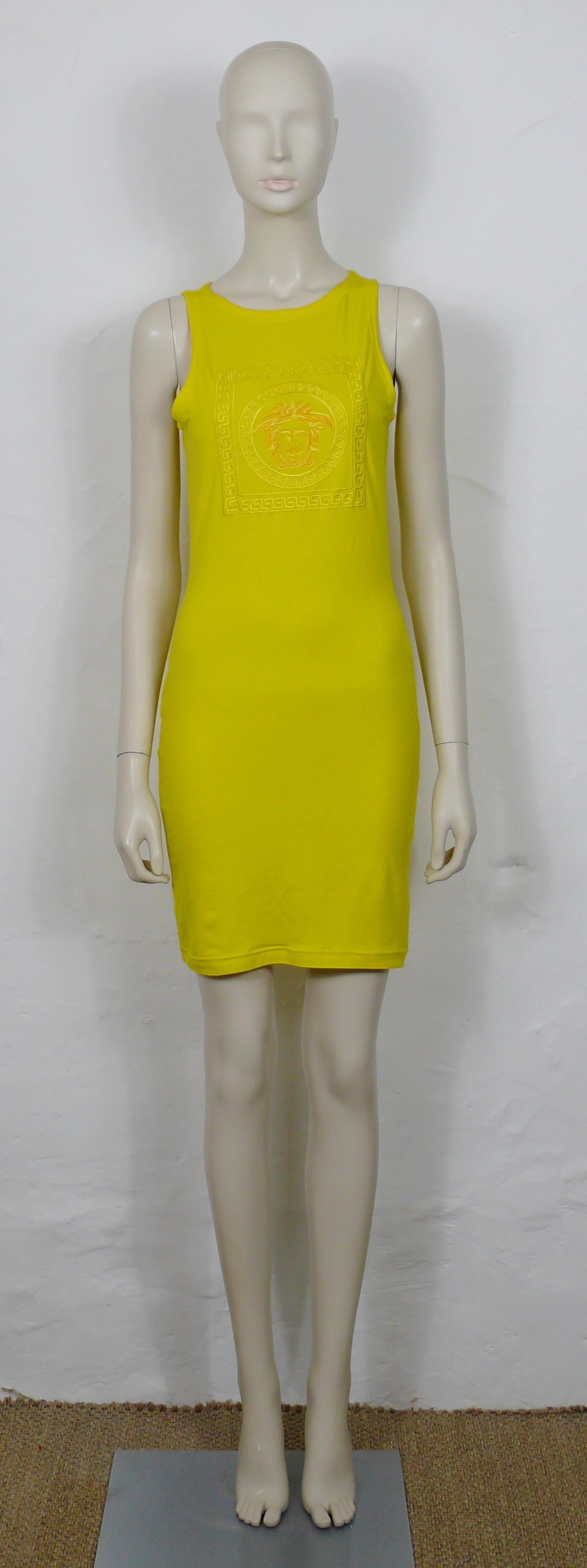 Orange Versace Jeans Couture Vintage Medusa Bodycon Dress For Sale