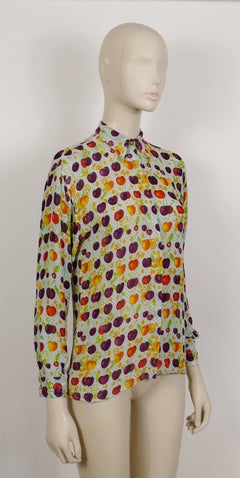 Versace Jeans Couture Vintage Multicolour Cherry Print Semi Sheer Blouse Size S