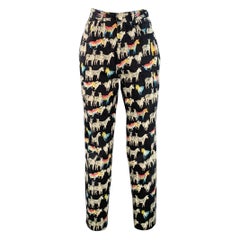 VERSACE JEANS COUTURE Vintage Taglia 27 Nero Multi Colore in misto cotone Zebra a Vita Alta