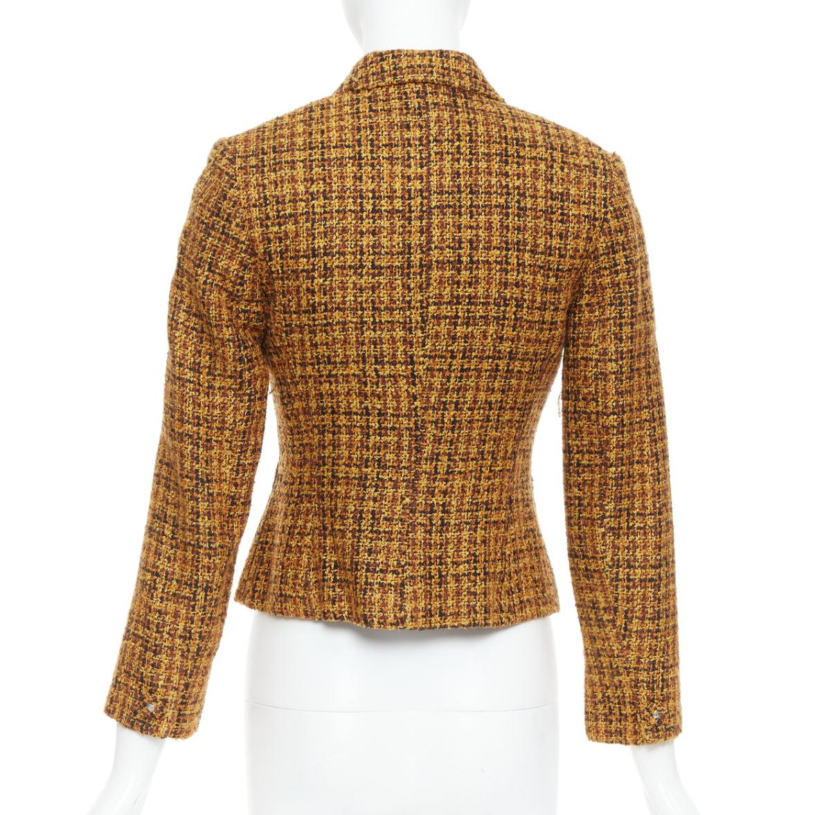 VERSACE Jeans Couture Vintage yellow tweed Medusa button cropped jacket IT38 XS For Sale 1