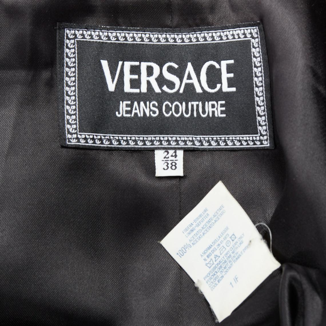 VERSACE Jeans Couture Vintage yellow tweed Medusa button cropped jacket IT38 XS For Sale 4