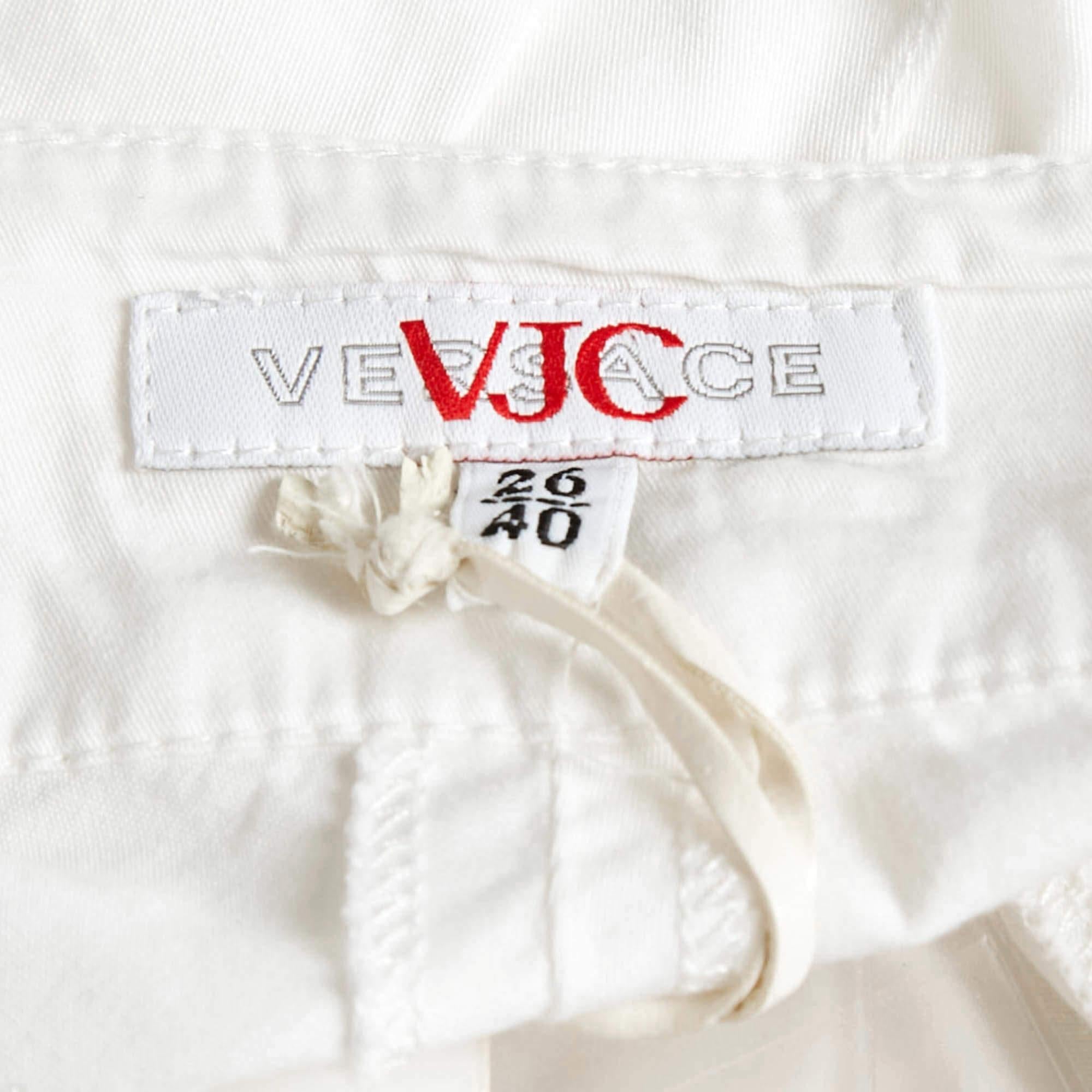 Versace Jeans Couture White Cotton Trousers S For Sale 1