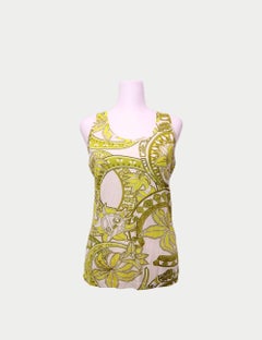 Versace Jeans Yellow Baroque Print Sleeveless Tank Top - EU 36 / US 4