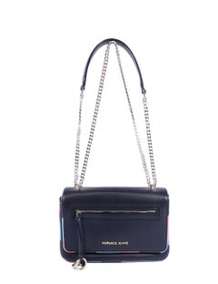 Versace Jeans Navy Shoulder Bag with Chain Strap and Front Zip Pocket