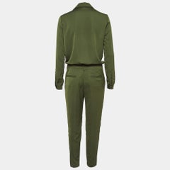 Versace Jeans Green Crepe Long Sleeve Jumpsuit S