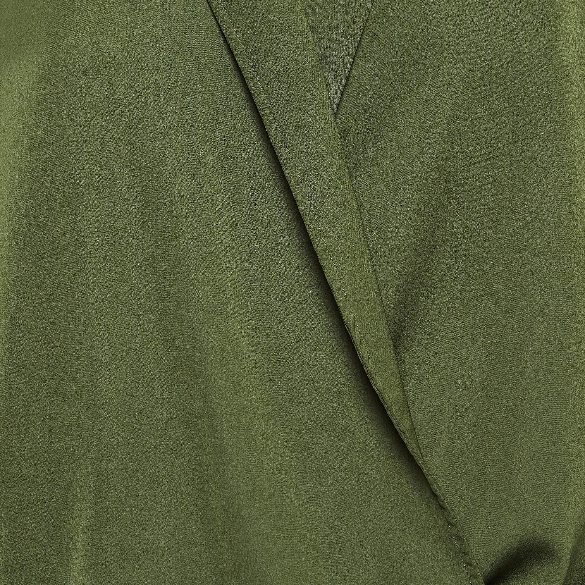 Black Versace Jeans Green Crepe Long Sleeve Jumpsuit S For Sale
