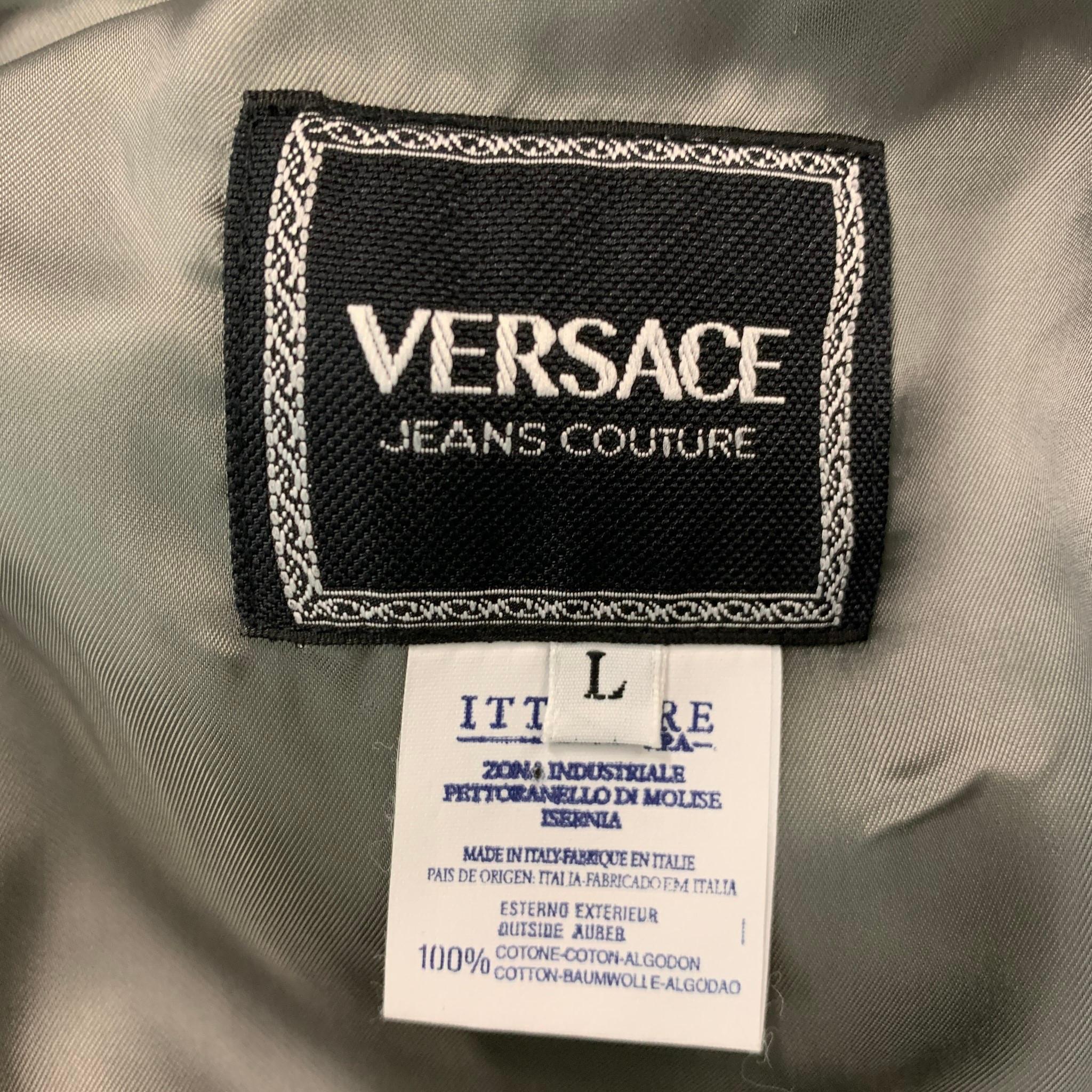 Black VERSACE JEANS Size L Grey Multi-Color Checkered Cotton Vest