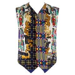 VERSACE JEANS Size L Multi-Color Houndstooth Cotton Vest