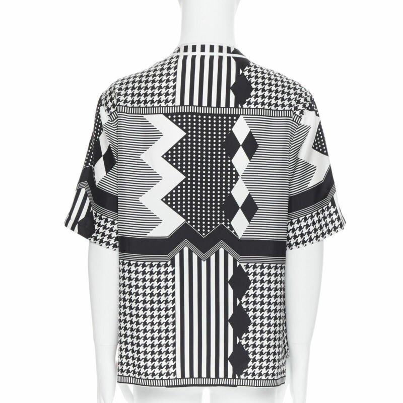 Men's VERSACE Jim Dine red Heart black chevron print baseball silk shirt EU39 M For Sale