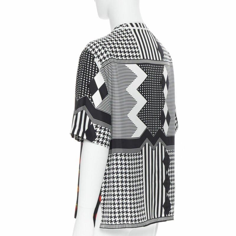 VERSACE Jim Dine red Heart black chevron print baseball silk shirt EU39 M For Sale 1