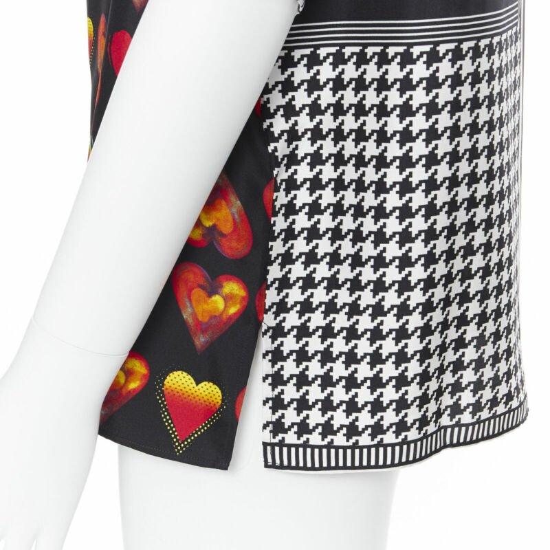 VERSACE Jim Dine red Heart black chevron print baseball silk shirt EU39 M For Sale 4