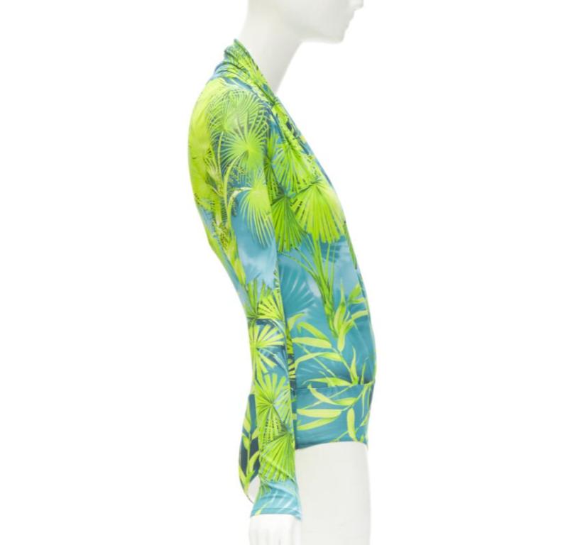 VERSACE Jlo Body de viscosa verde con estampado selvático IT36 XS en Excelente Estado en Hong Kong, NT