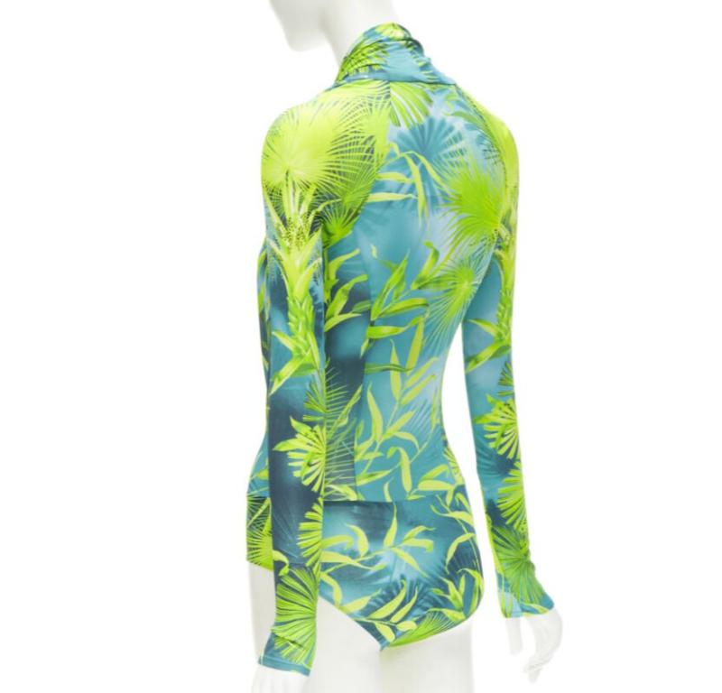 VERSACE Jlo Body de viscosa verde con estampado selvático IT36 XS 1