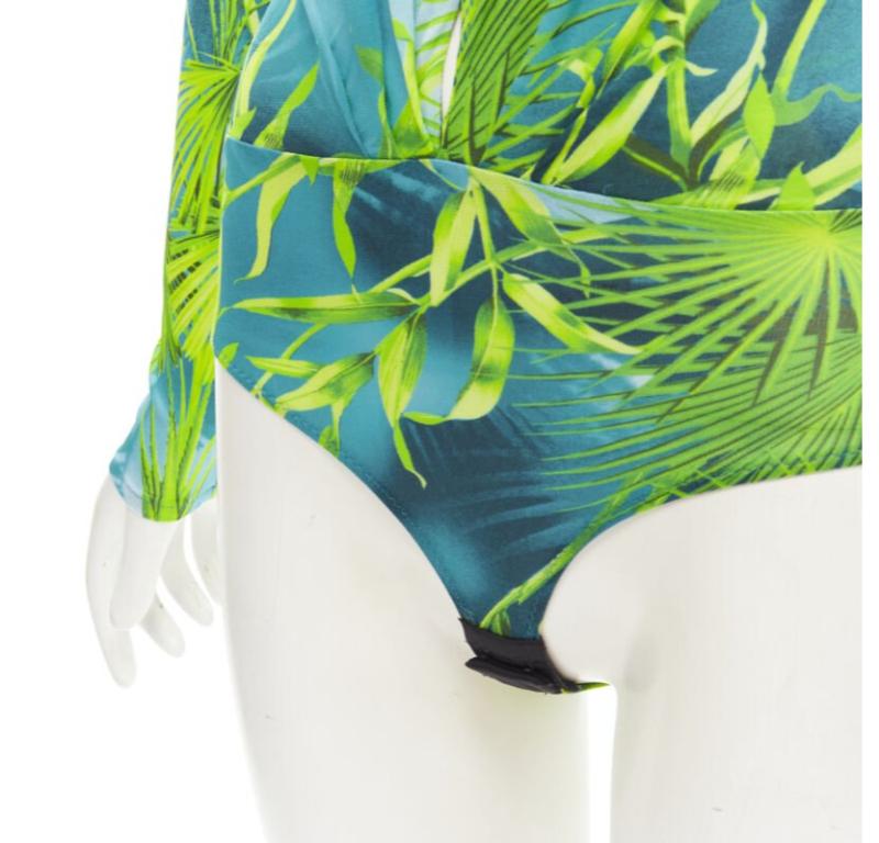 VERSACE Jlo Body de viscosa verde con estampado selvático IT36 XS 2