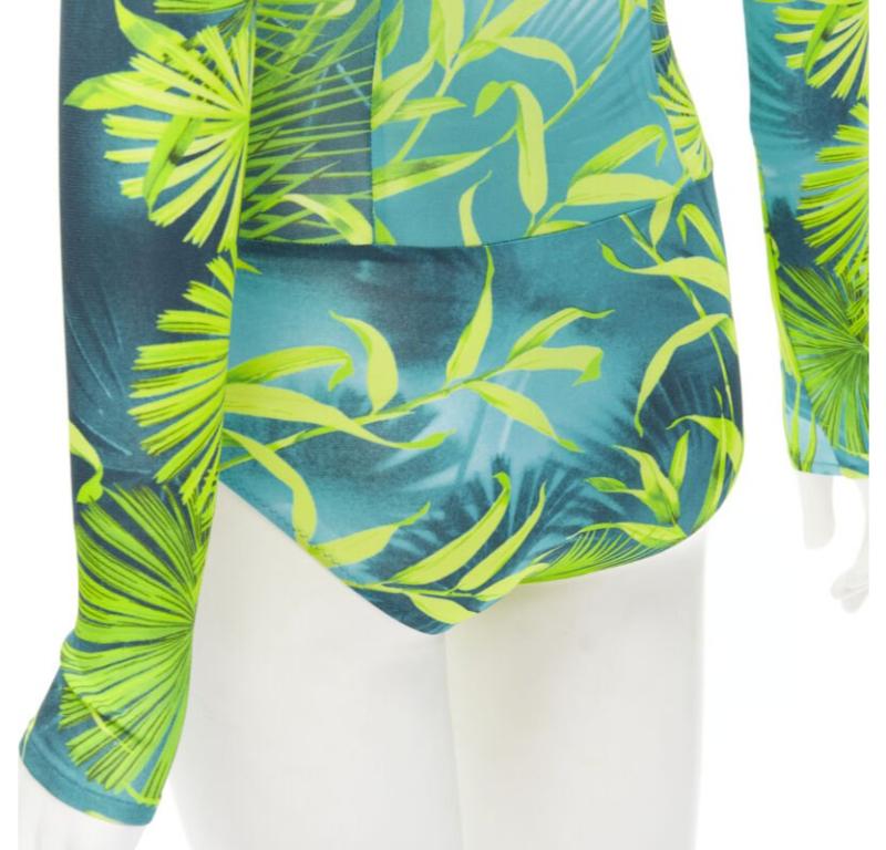 VERSACE Jlo Body de viscosa verde con estampado selvático IT36 XS 3