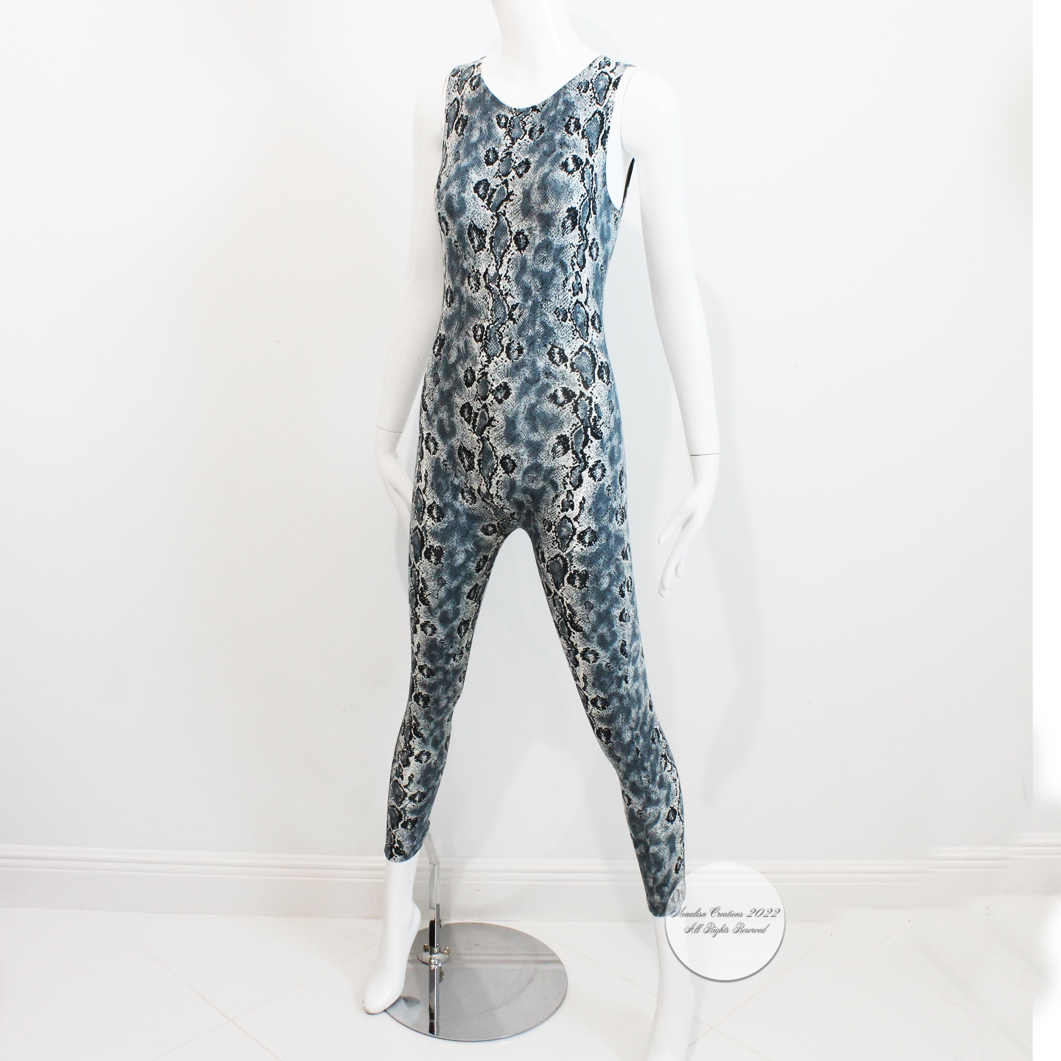 Versace Jumpsuit Abstract Snakeskin Print Sleeveless Rare Vintage 90s Size 38 In Good Condition In Port Saint Lucie, FL