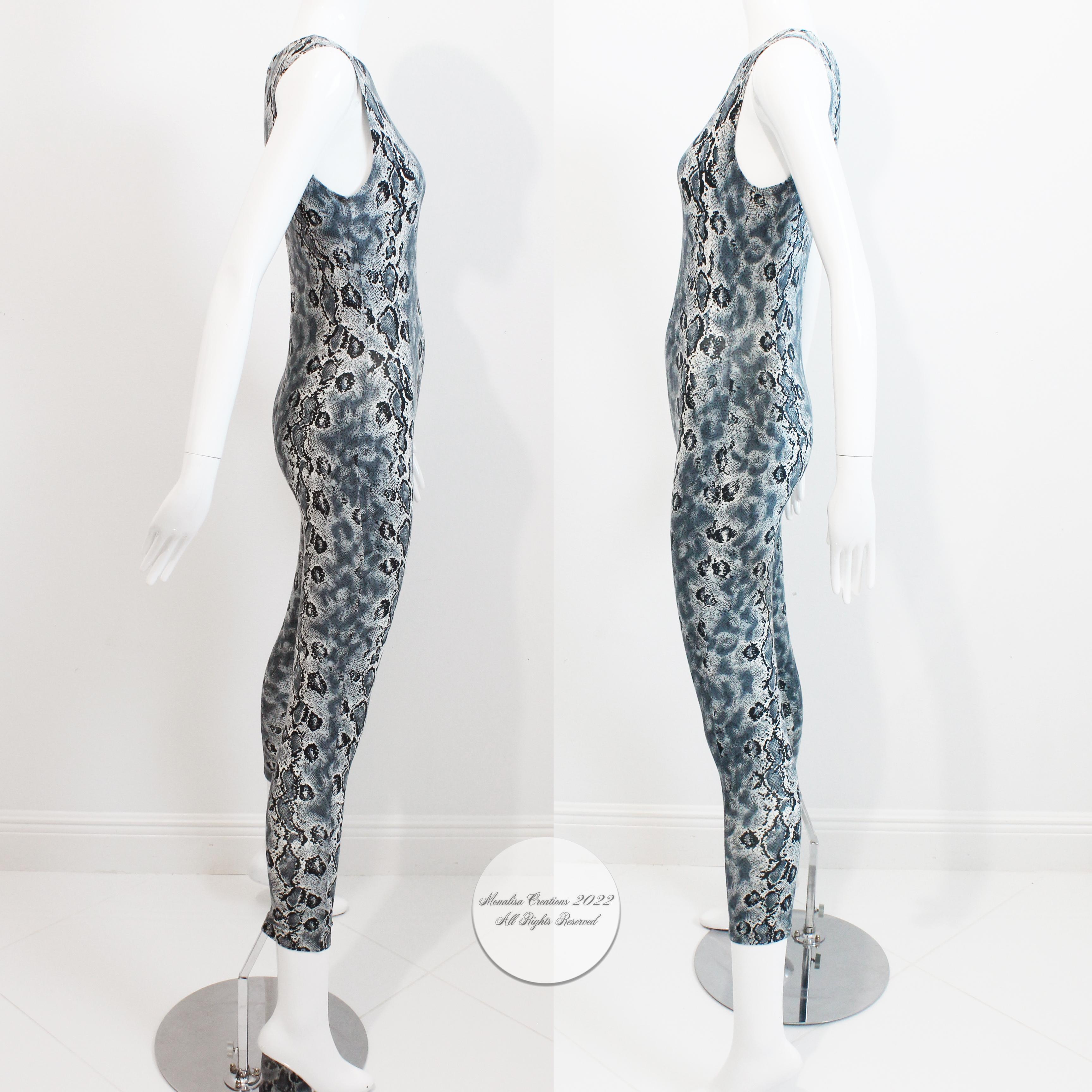 Women's Versace Jumpsuit Abstract Snakeskin Print Sleeveless Rare Vintage 90s Size 38