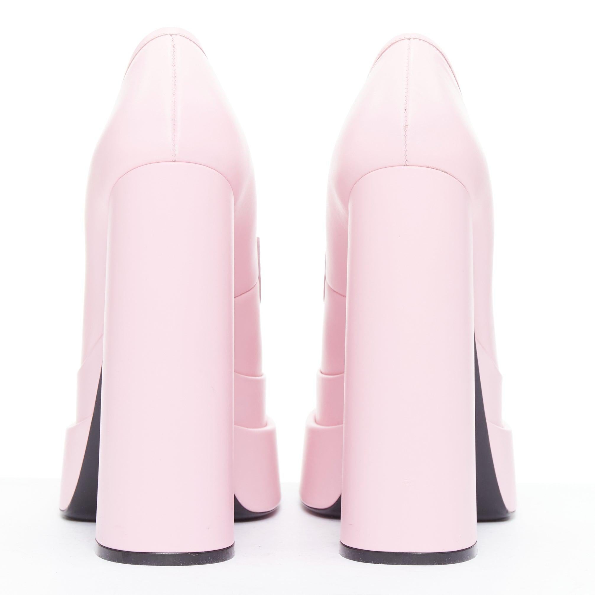 Women's VERSACE Juno Aevitas light pink leather gold medusa logo platform loafers EU38 For Sale