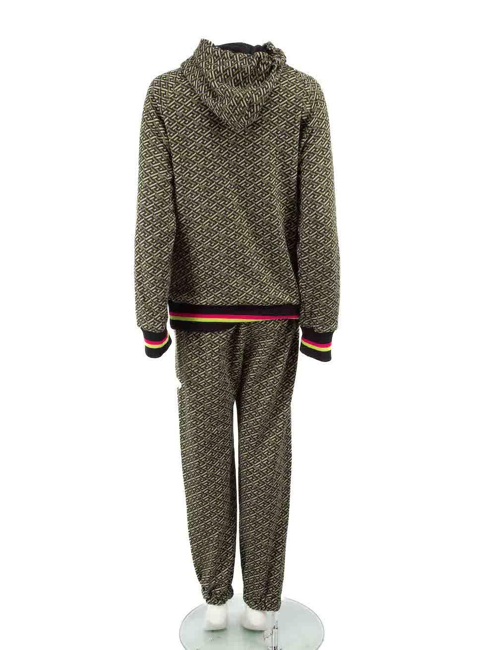 Black Versace Khaki Graffiti Medusa Logo Tracksuit Set Size XXS For Sale