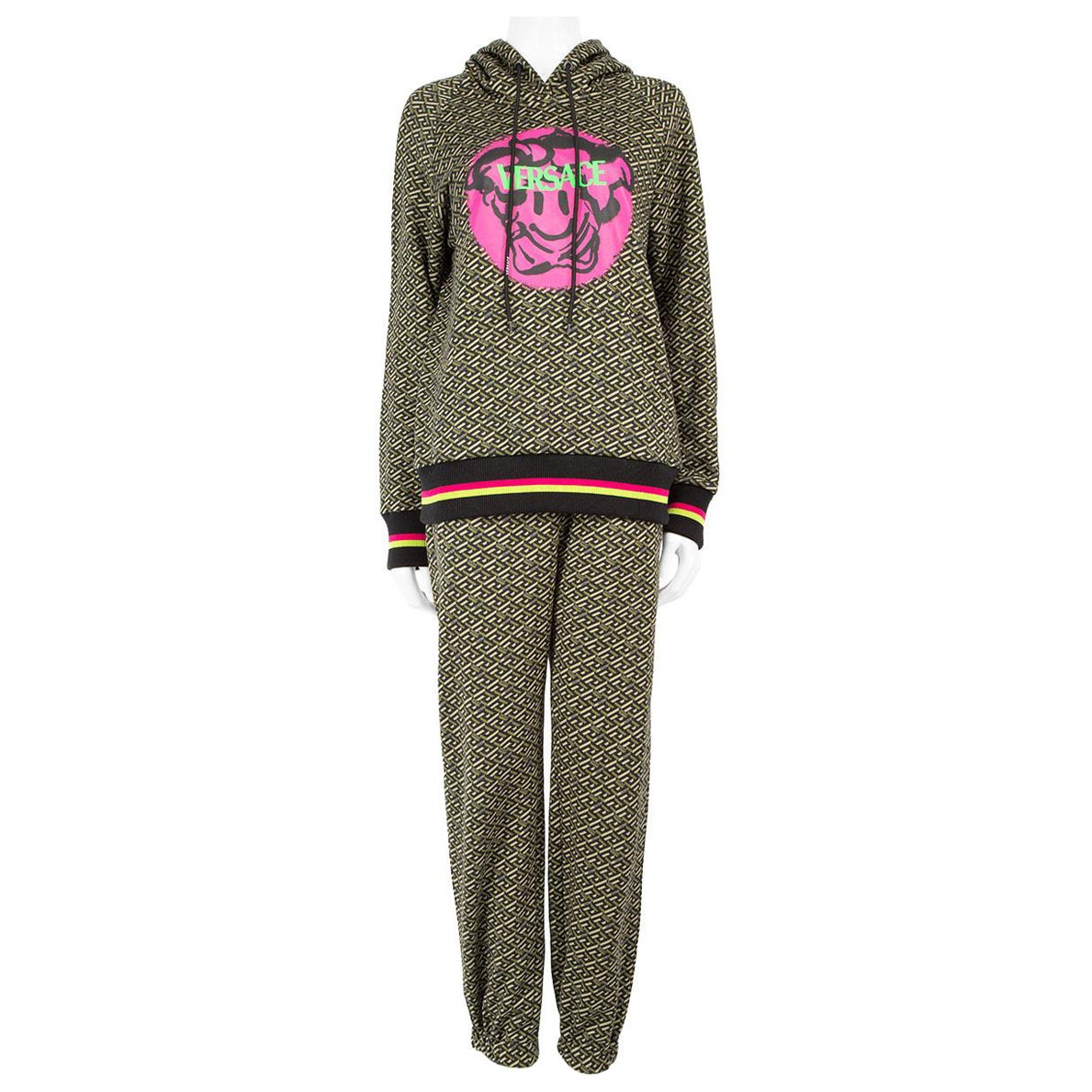 Ensemble de survêtements Versace logo Méduse, motif graffiti kaki, taille XXS en vente