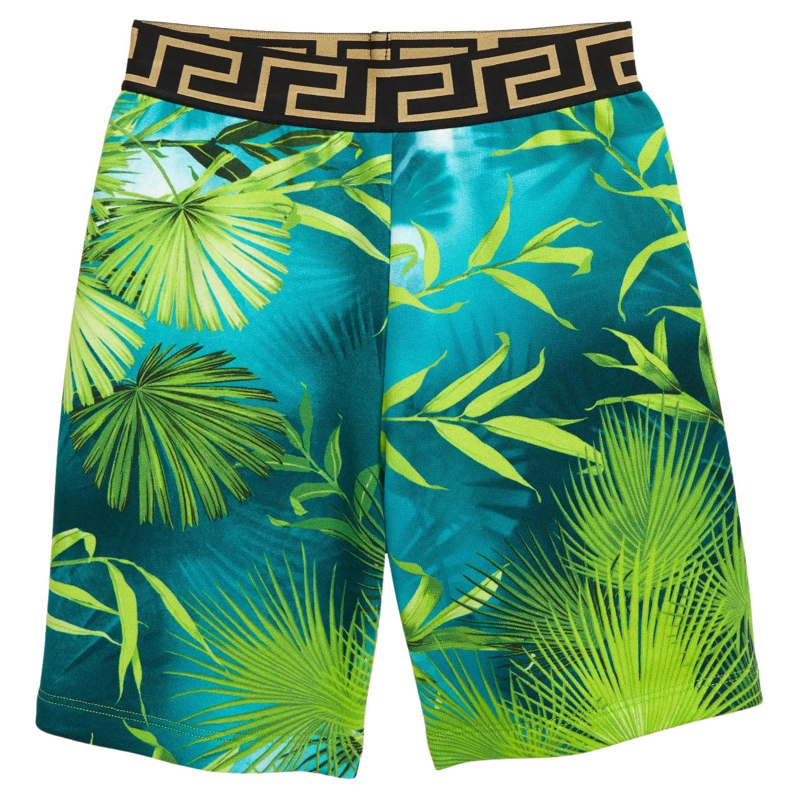 Versace KIDS Boys Tropical Verde Jungle Print Sweat Shorts Size 14A For  Sale at 1stDibs