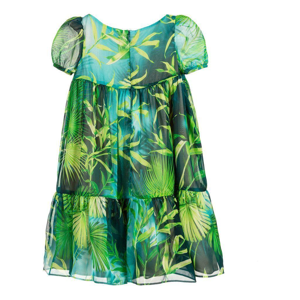 Versace KIDS Girls Tropical Verde Jungle Print Silk Ruffle Dress

This Versace kidswear green silk dress is inspired by the  adult SS20 collection, which introduced this vibrant tropical foliage print, known as verde jungle. This precious dress has