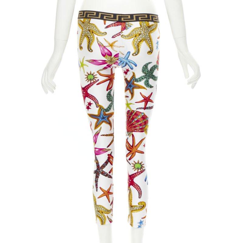 Women's VERSACE Kids Tresor De La Mer print Greca leggings 12A XS For Sale