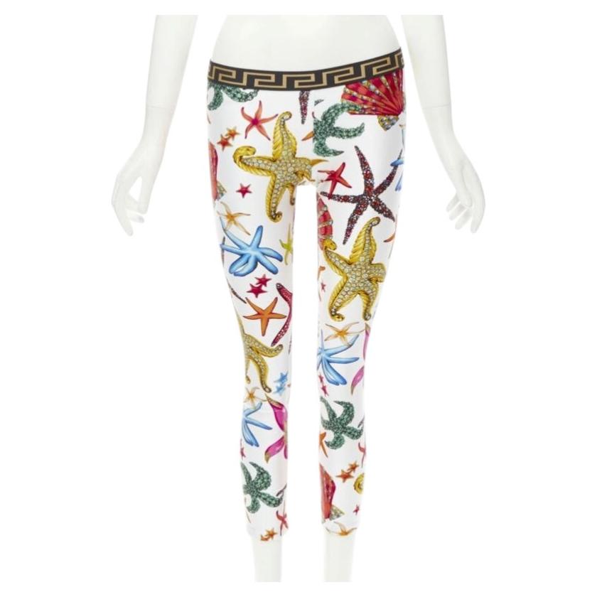 VERSACE Kids Tresor De La Mer Print Greca Leggings 12A XS mit Druck