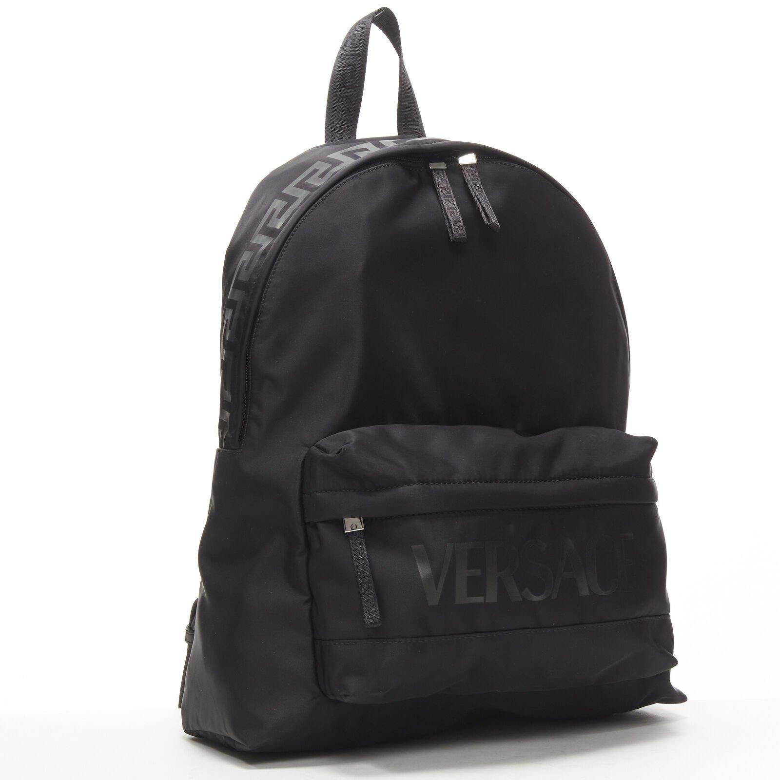 VERSACE La Greca 90's logo black nylon backpack bag
Reference: TGAS/C00349
Brand: Versace
Designer: Donatella Versace
Model: 1002886 1A02180 2B77E
Collection: La Greca
Material: Nylon
Color: Black
Pattern: Solid
Closure: Zip
Lining: Fabric
Extra
