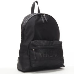 VERSACE La Greca 90's logo black nylon backpack bag