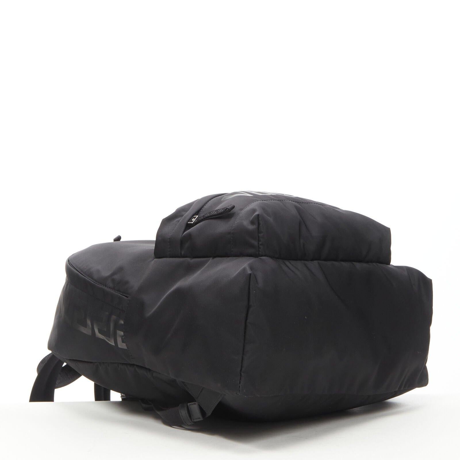 VERSACE La Greca 90's logo black nylon backpack bag For Sale 2