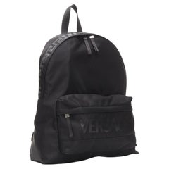 VERSACE La Greca 90's logo black nylon backpack bag
