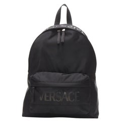 VERSACE La Greca 90's logo black nylon backpack bag