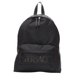 VERSACE La Greca 90's logo black nylon backpack bag