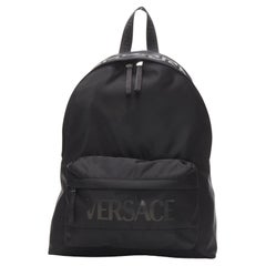 VERSACE La Greca 90's logo black nylon backpack bag