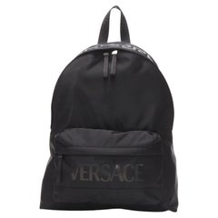 VERSACE La Greca 90's logo black nylon backpack bag