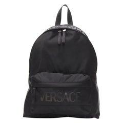 VERSACE La Greca 90's logo black nylon backpack bag