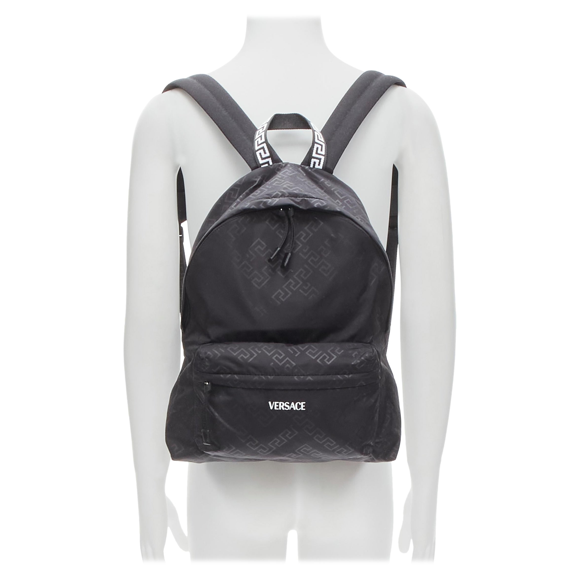 VERSACE La Greca Greek Key black 90's logo backpack bag