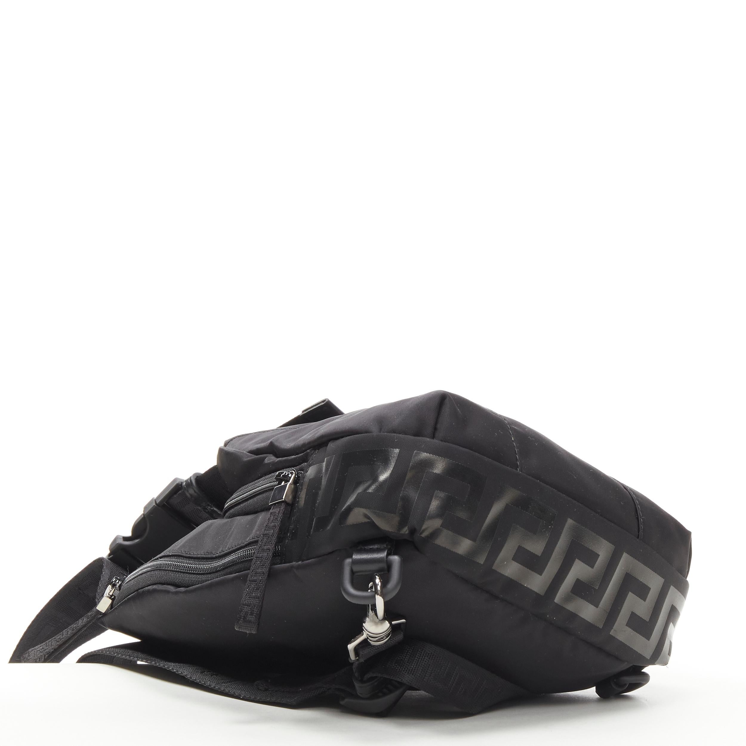 VERSACE La Greca Vintage 90s Logo black nylon small sling backpack bag 1