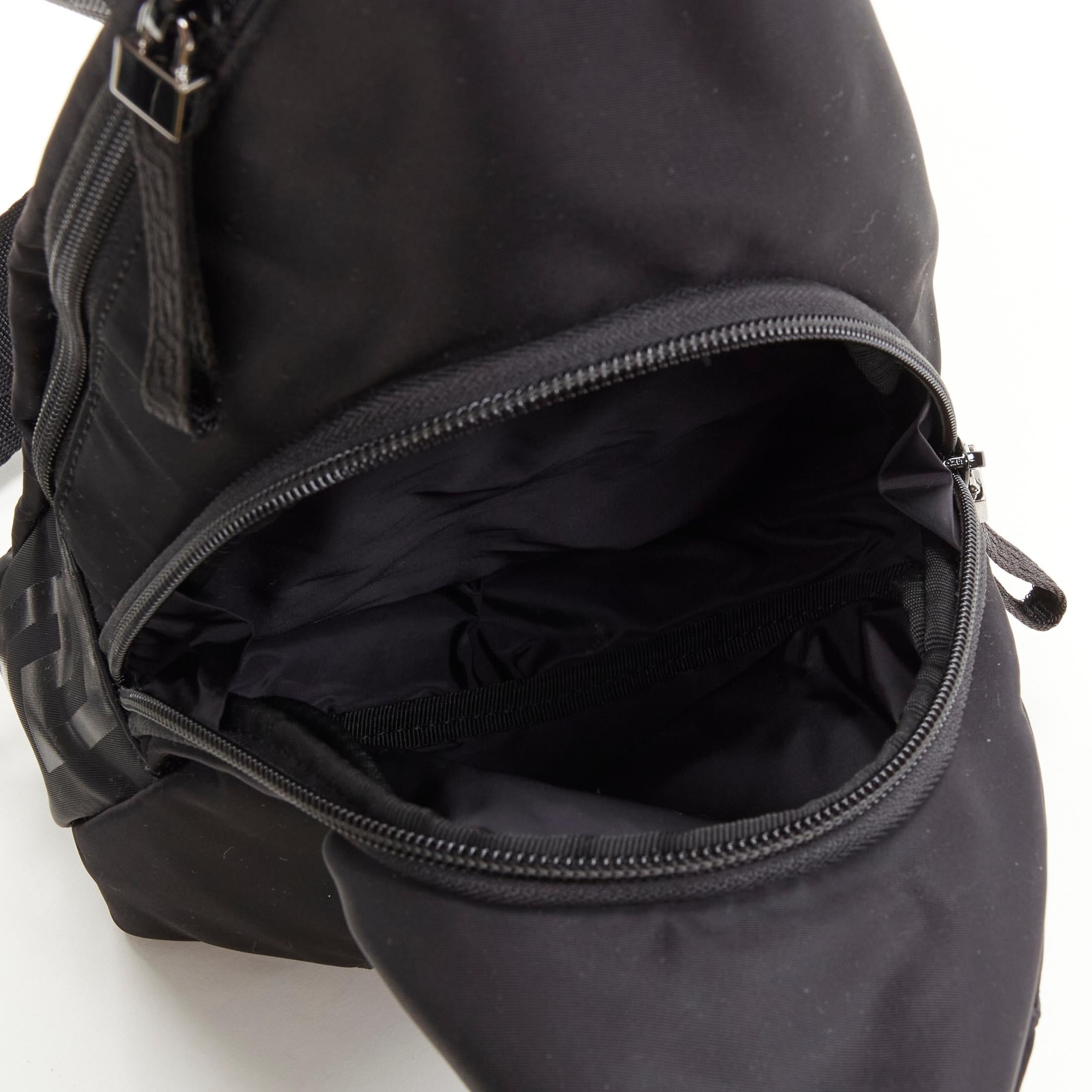 VERSACE La Greca Vintage 90s Logo black nylon small sling backpack bag 4